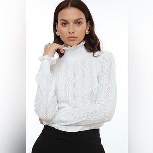 ZARA Ruffly Funnel Neck Sweater